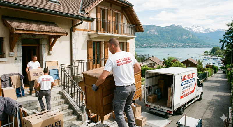AC Fiolet Déménagements : une équipe professionnelle en action pour votre installation à Annecy.