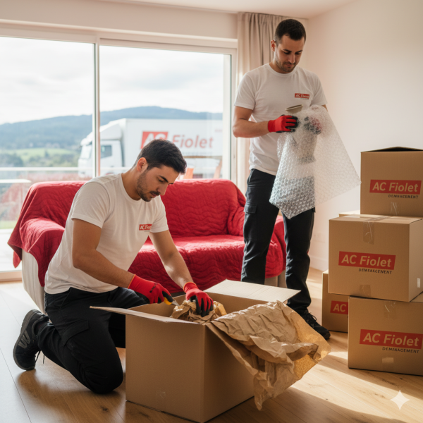 Déménagement avec un déménageur professionnel à Ambilly 74100 avec emballage et déballage complet des cartons 